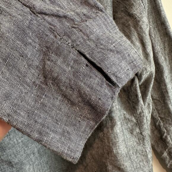 Saks Fifth Avenue Linen Open Front Unstructured Blazer Jacket Black/Grey M - Picture 3 of 11